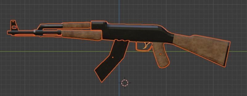 AK-47 ak - rifle Low-poly 3D model_3