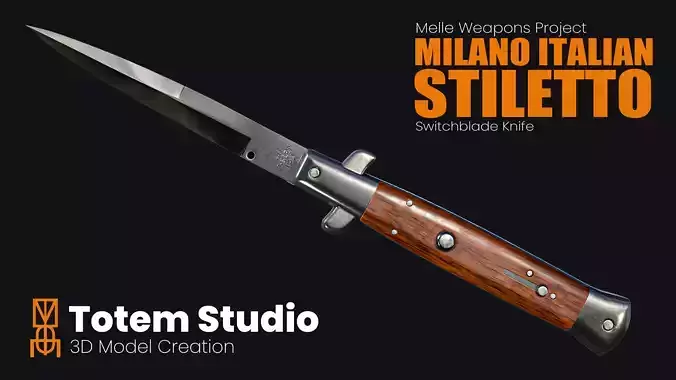 Milano Italian Stiletto Knives Switchblade Low-poly 3D model