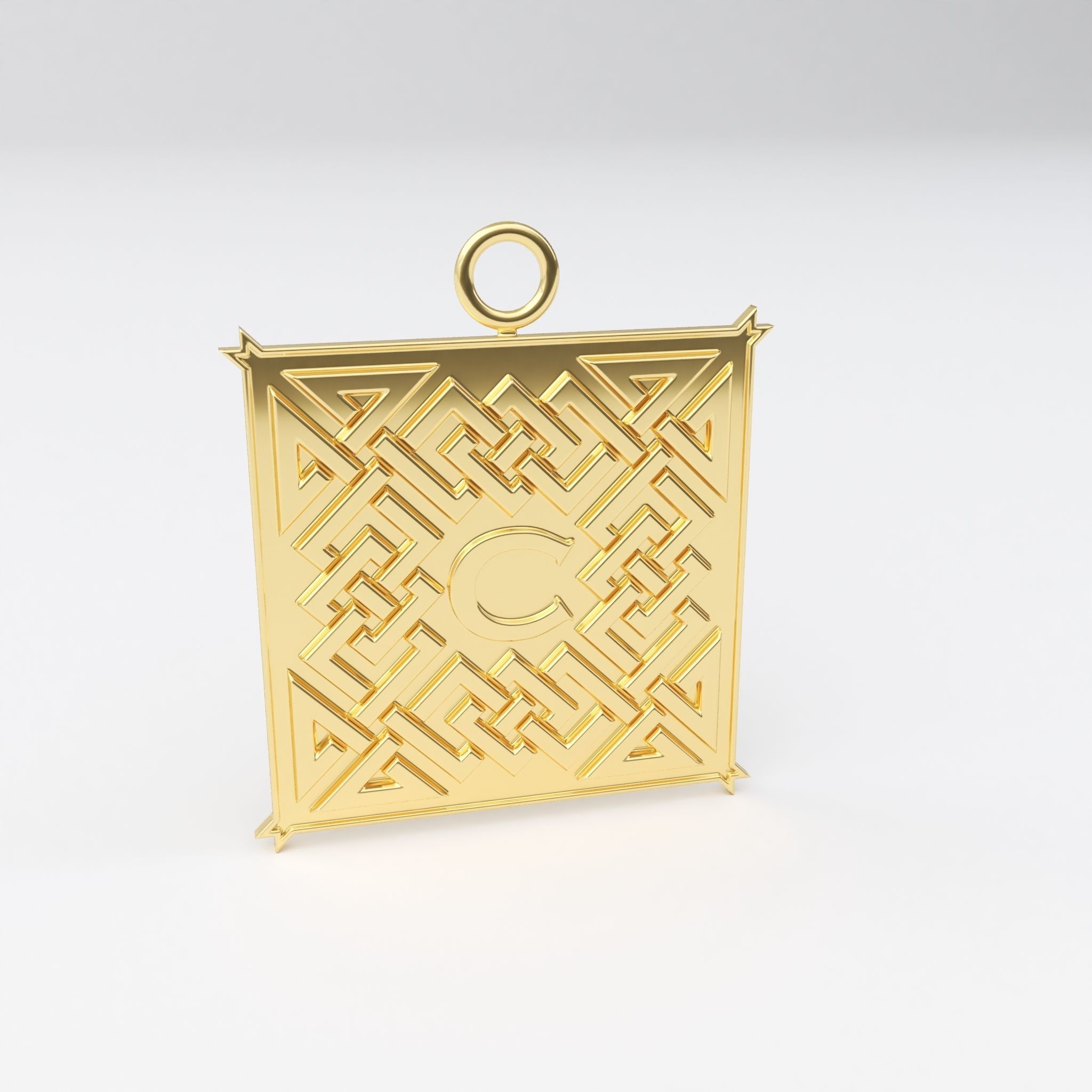 Celtic pendant letter C 3D print model_1