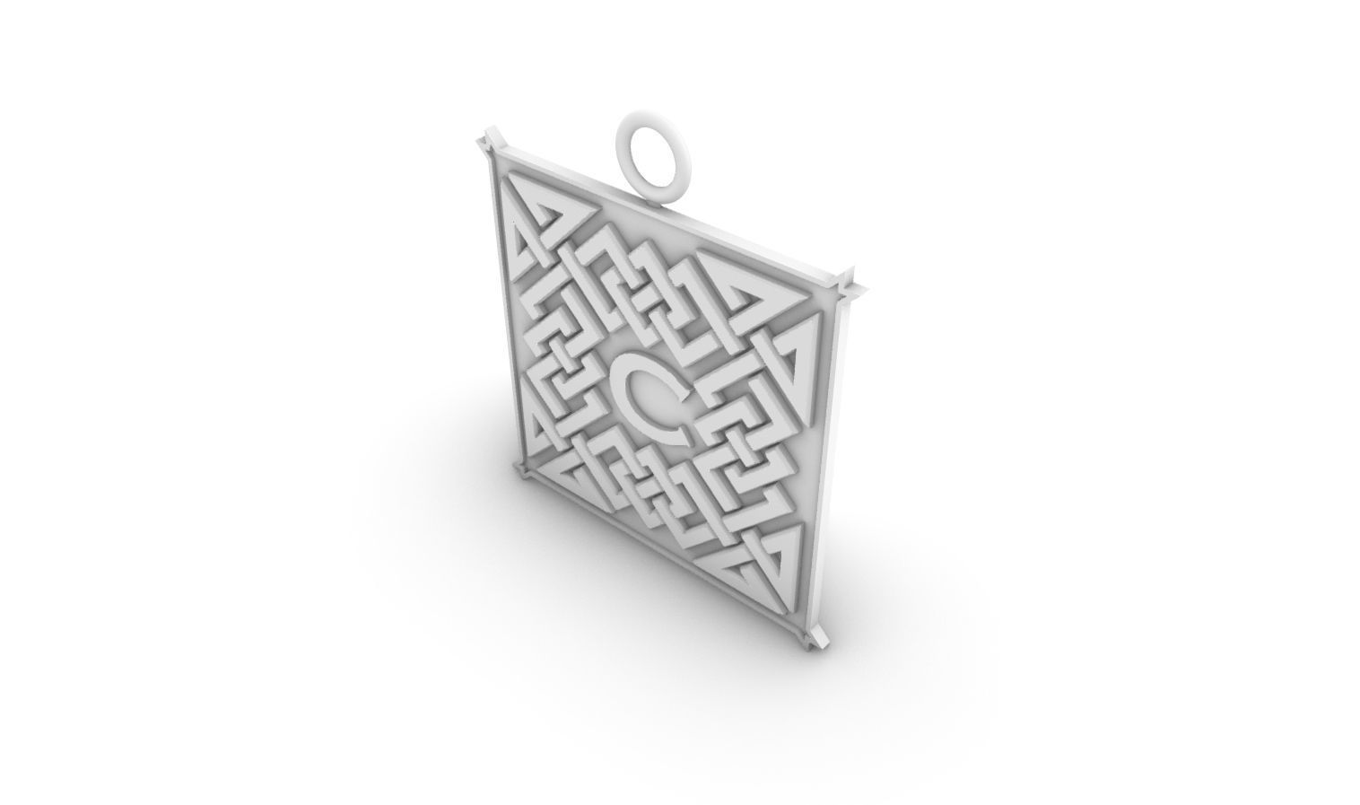 Celtic pendant letter C 3D print model_14