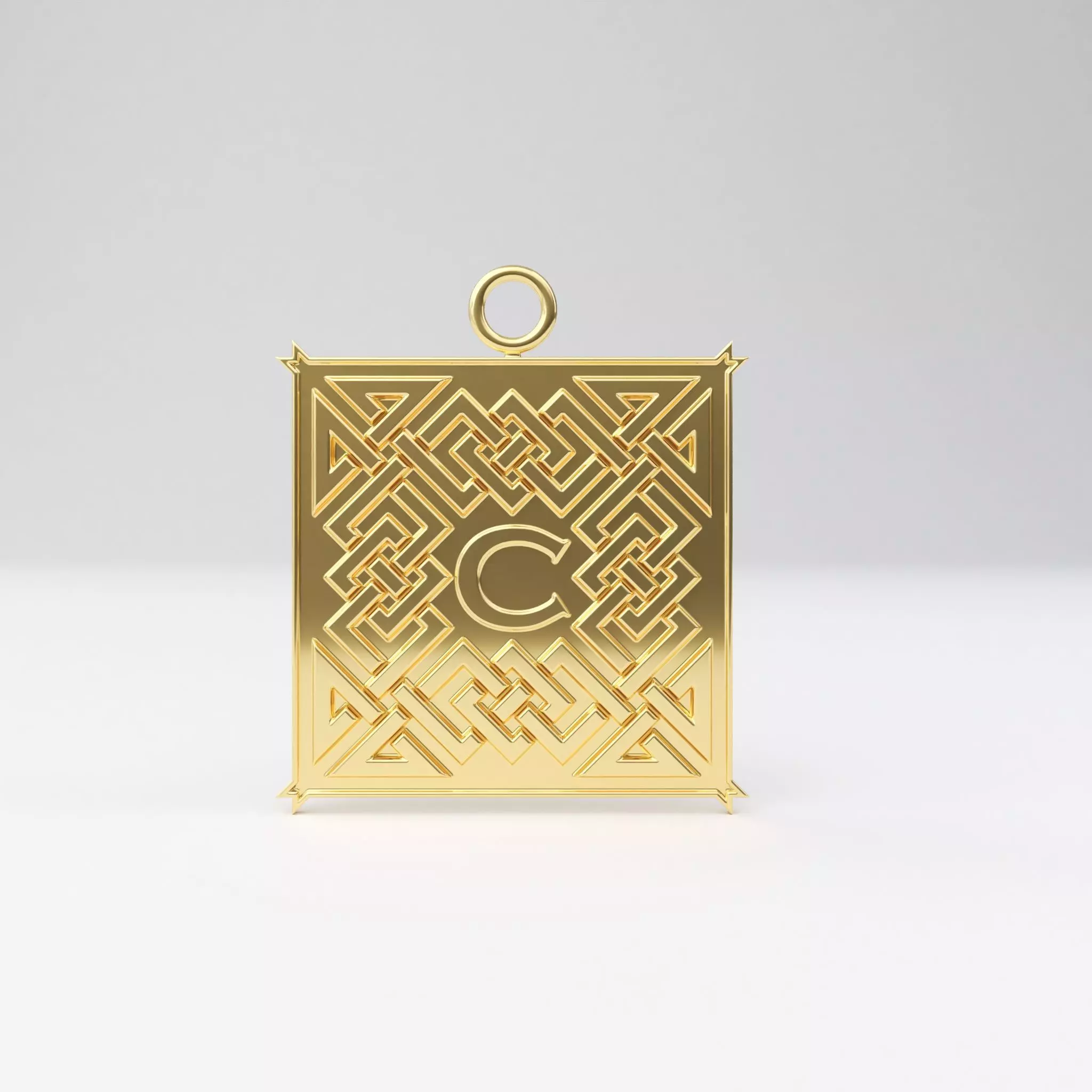 Celtic pendant letter C 3D print model_0