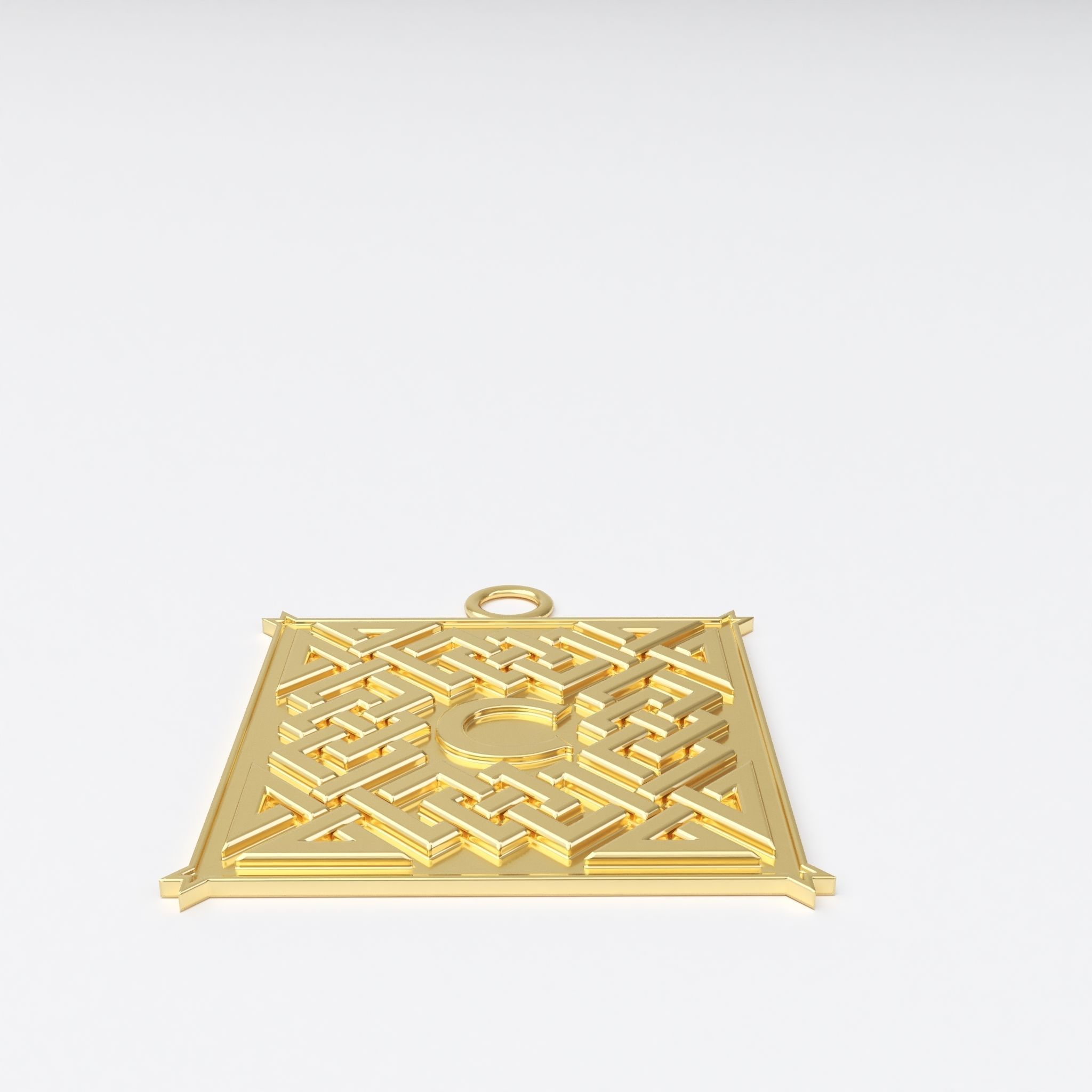 Celtic pendant letter C 3D print model_7