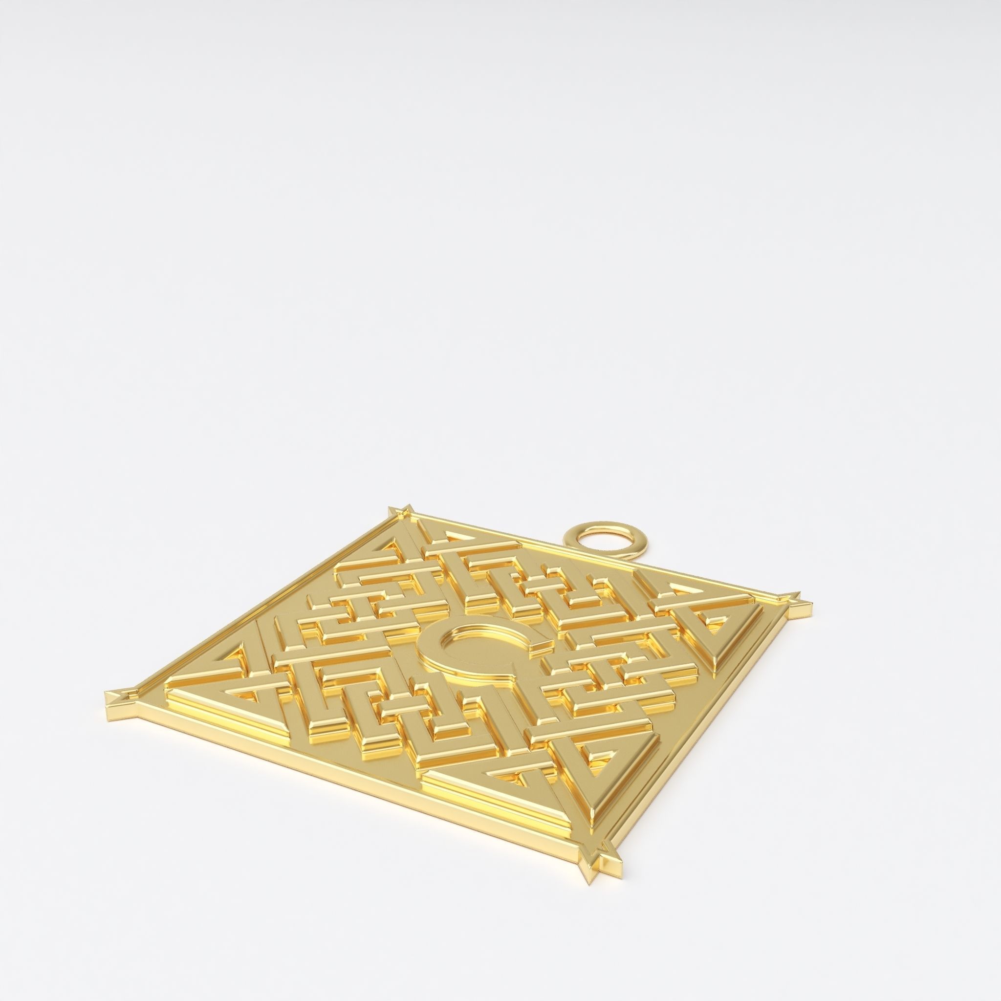 Celtic pendant letter C 3D print model_9