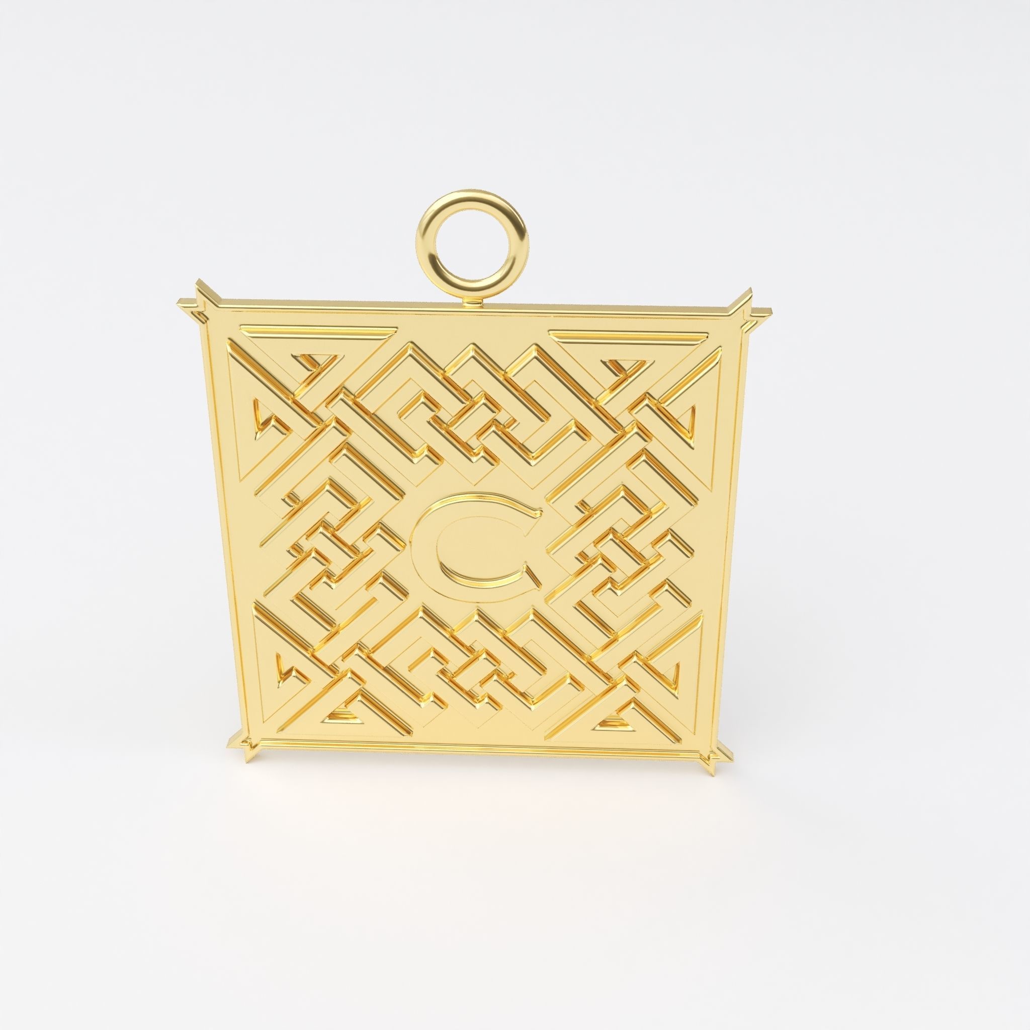 Celtic pendant letter C 3D print model_2