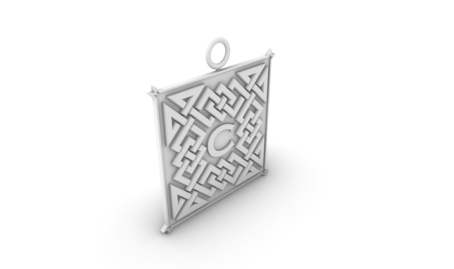 Celtic pendant letter C 3D print model_13