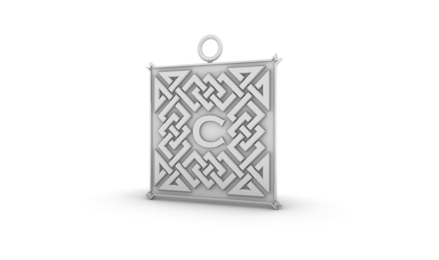 Celtic pendant letter C 3D print model_11