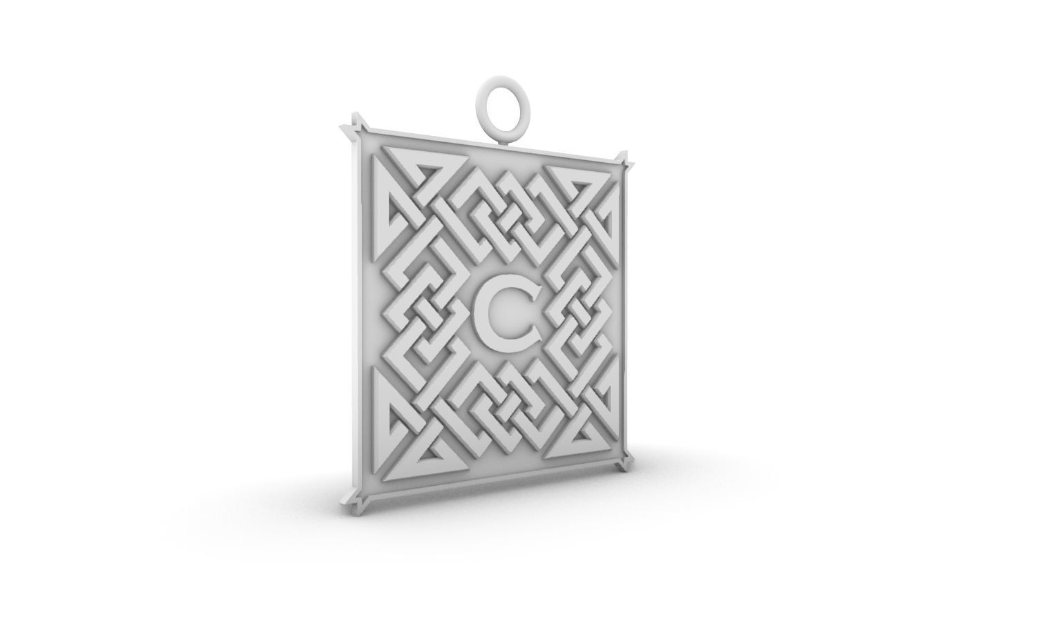 Celtic pendant letter C 3D print model_12
