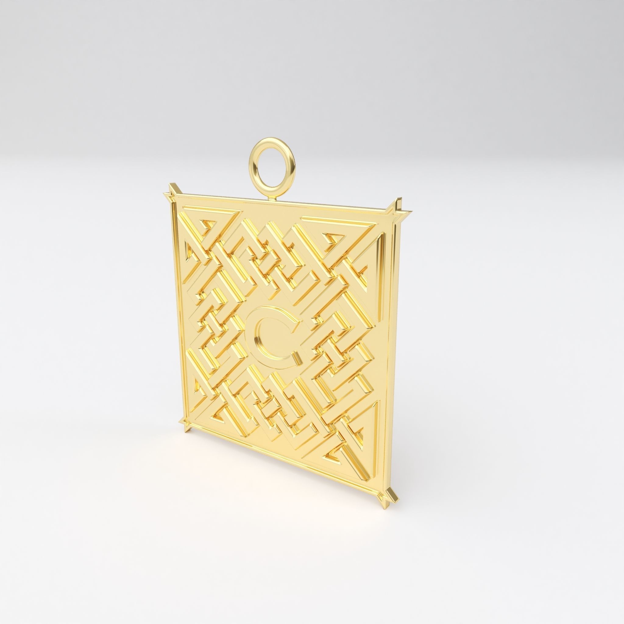 Celtic pendant letter C 3D print model_6