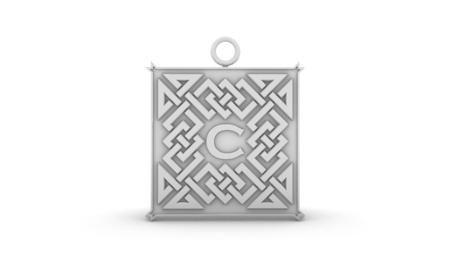 Celtic pendant letter C 3D print model_10