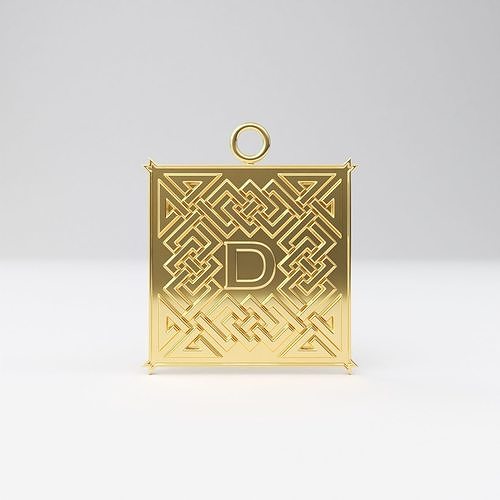 Celtic pendant letter D 3D print model
