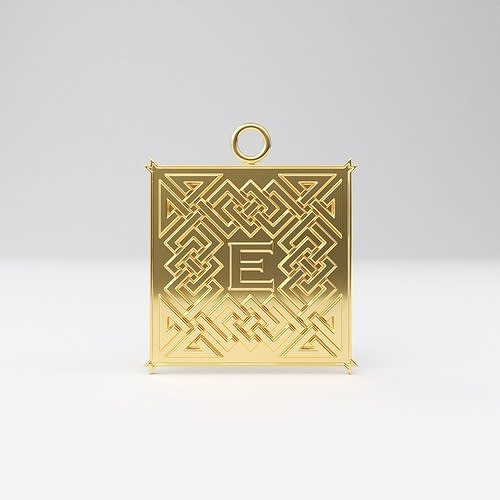Celtic pendant letter E 3D print model