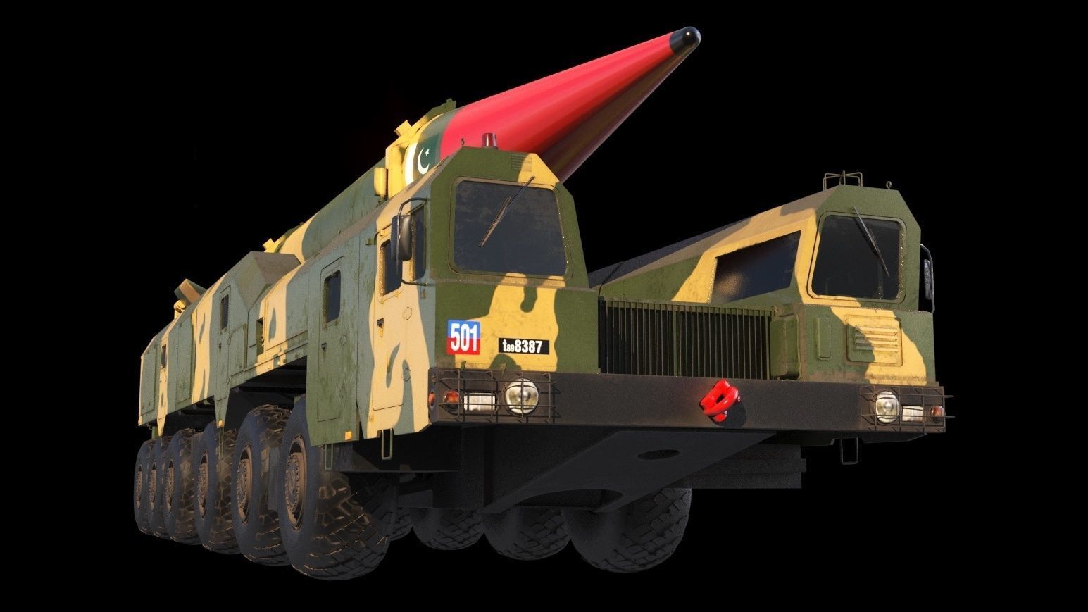 Shaheen-2 missile launcher 3D model_7