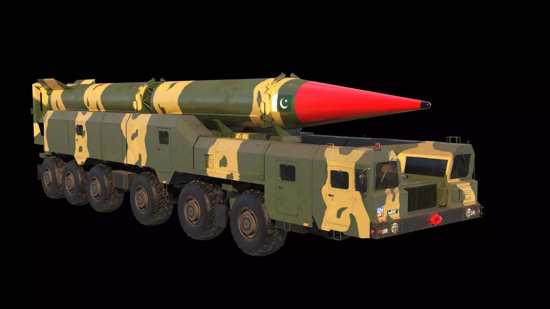 Shaheen-2 missile launcher 3D model_0