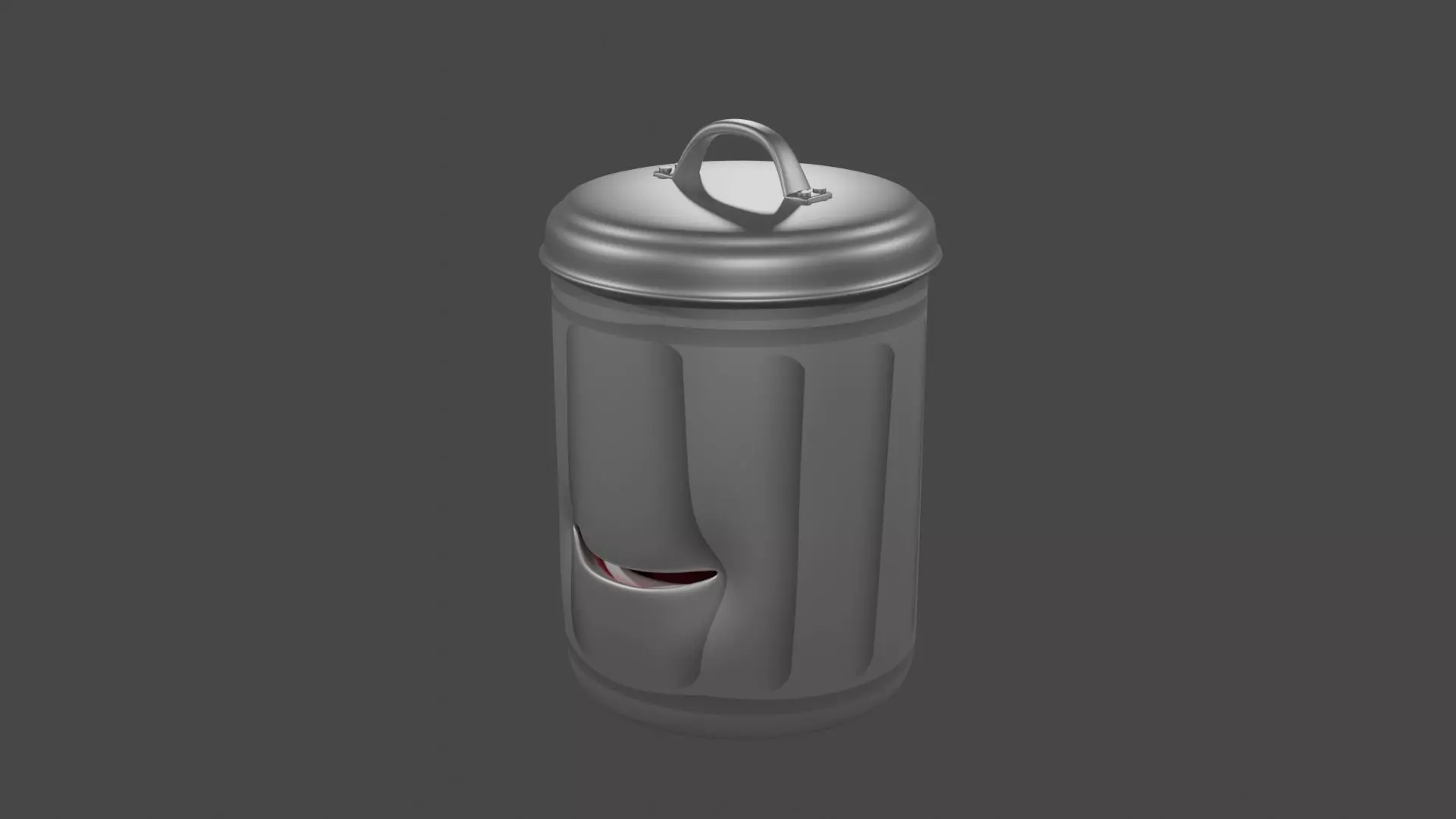 A 3D Cartoon Character of Steel Waste Bin 3D model_0