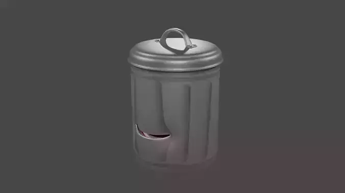 A 3D Cartoon Character of Steel Waste Bin
