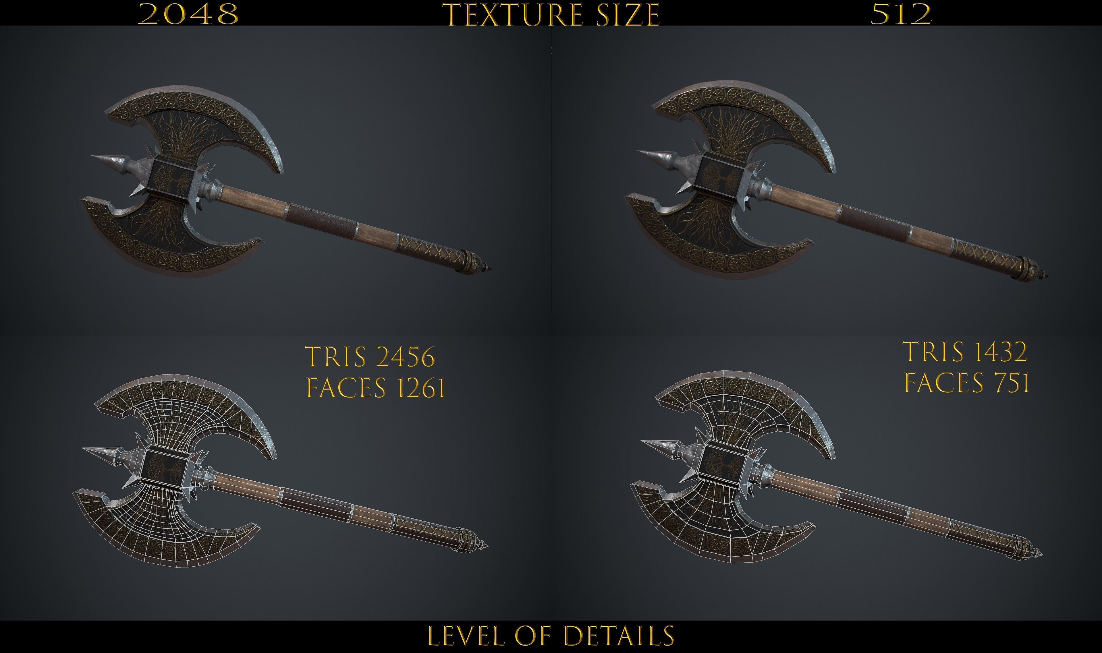 Axe Fantasy Game 3d model Low-poly 3D model Low-poly 3D model_17