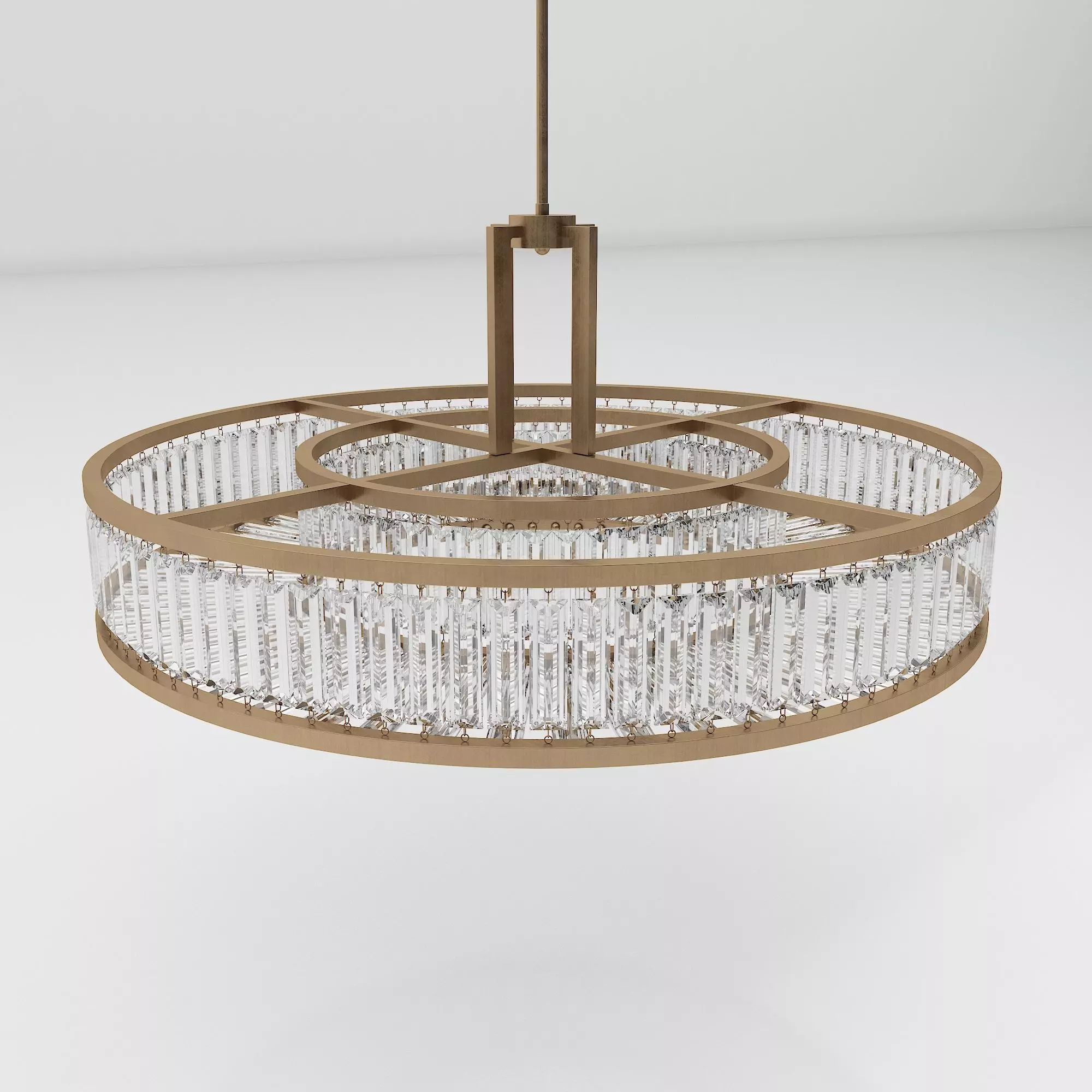 Chandelier circular with clear crystals hanging from it 3D model_0