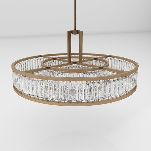 Chandelier circular with clear crystals hanging from it 3D model