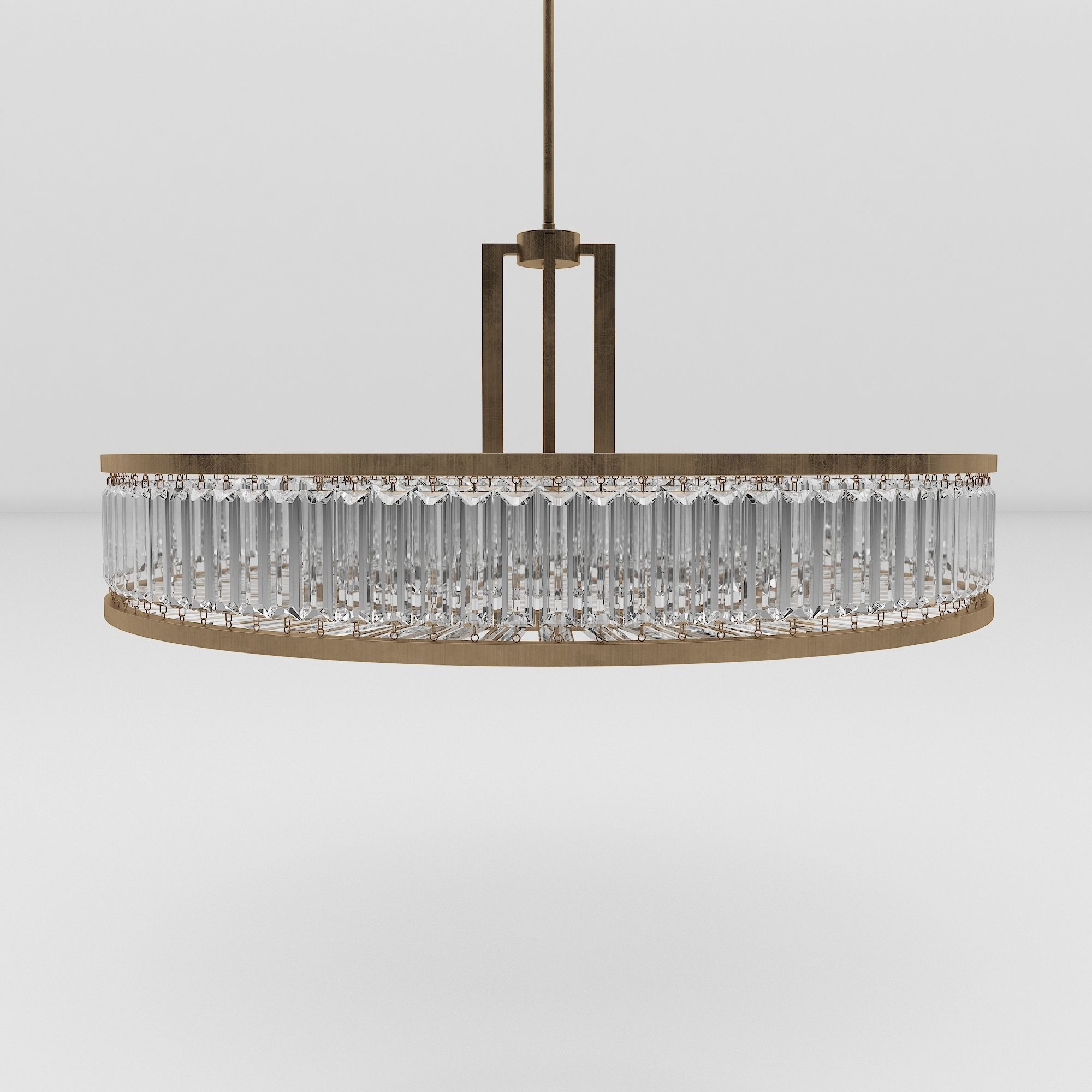 Chandelier circular with clear crystals hanging from it 3D model_2