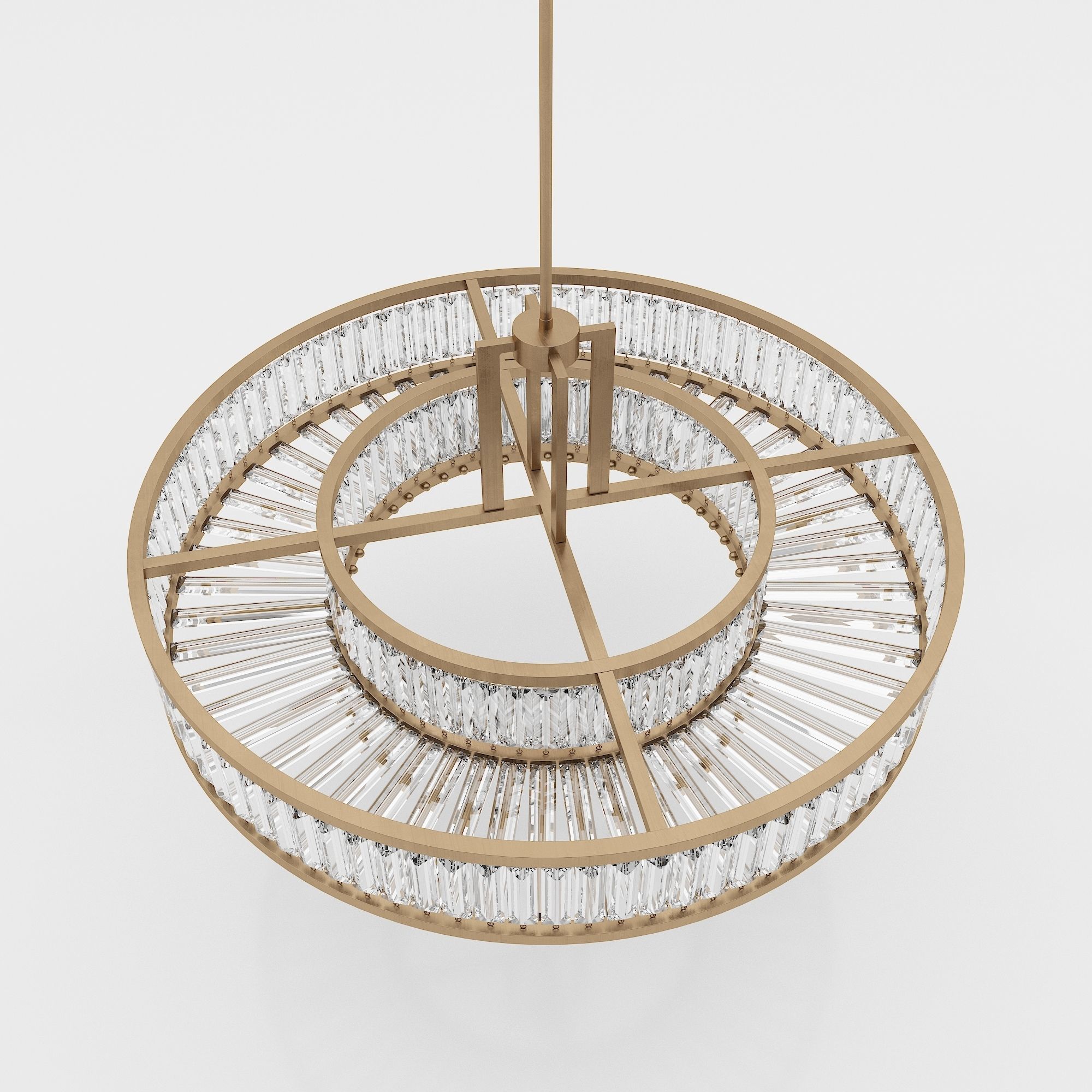 Chandelier circular with clear crystals hanging from it 3D model_1
