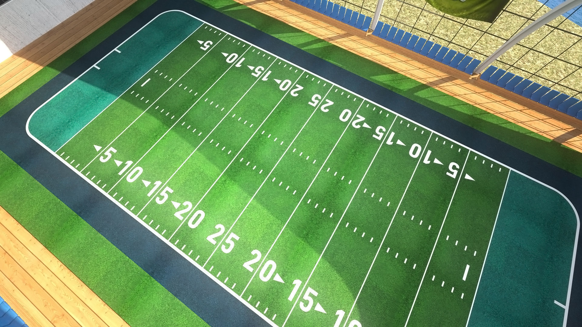 Indoor American Football Field Low-poly 3D model_5
