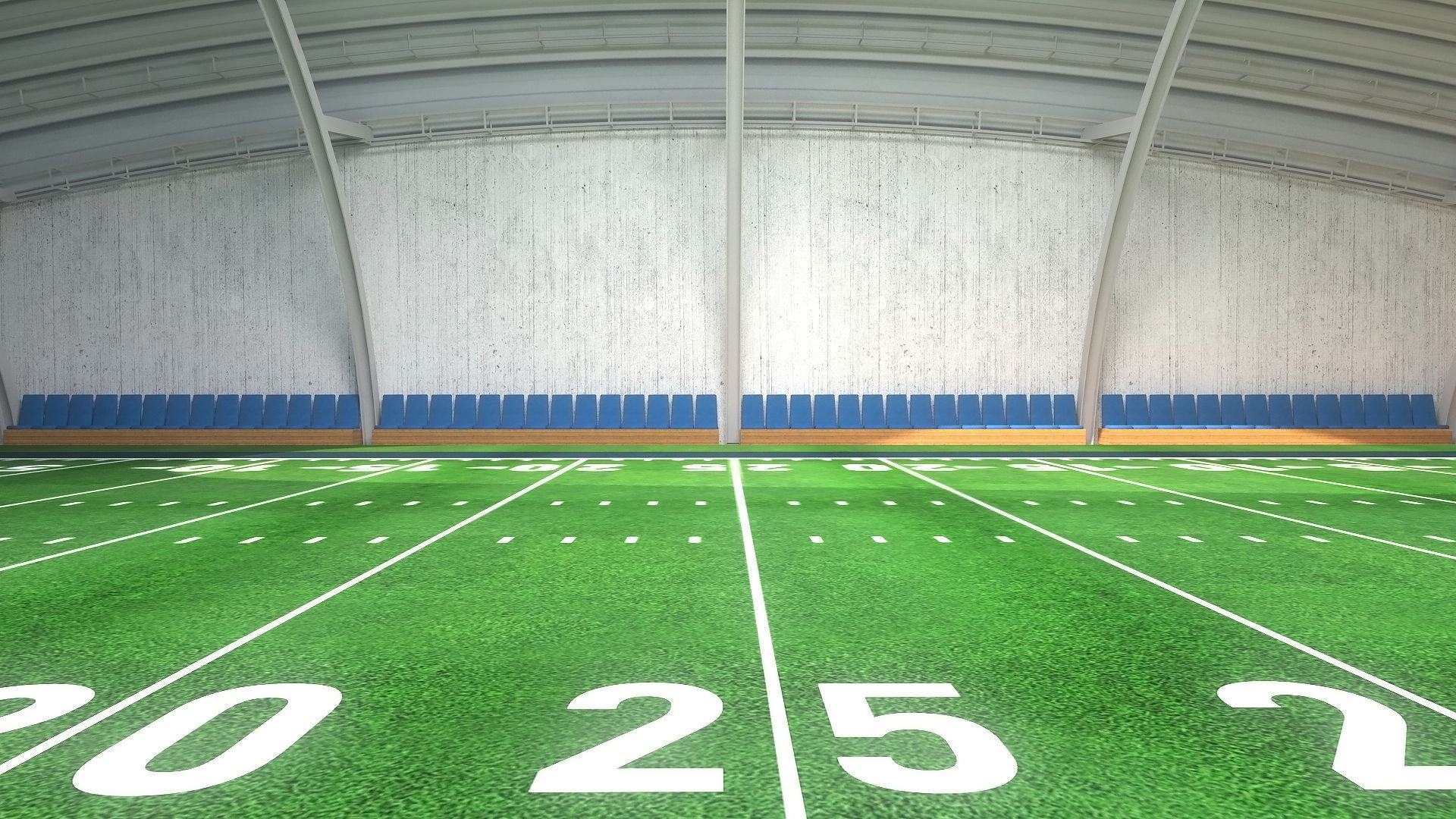 Indoor American Football Field Low-poly 3D model_8