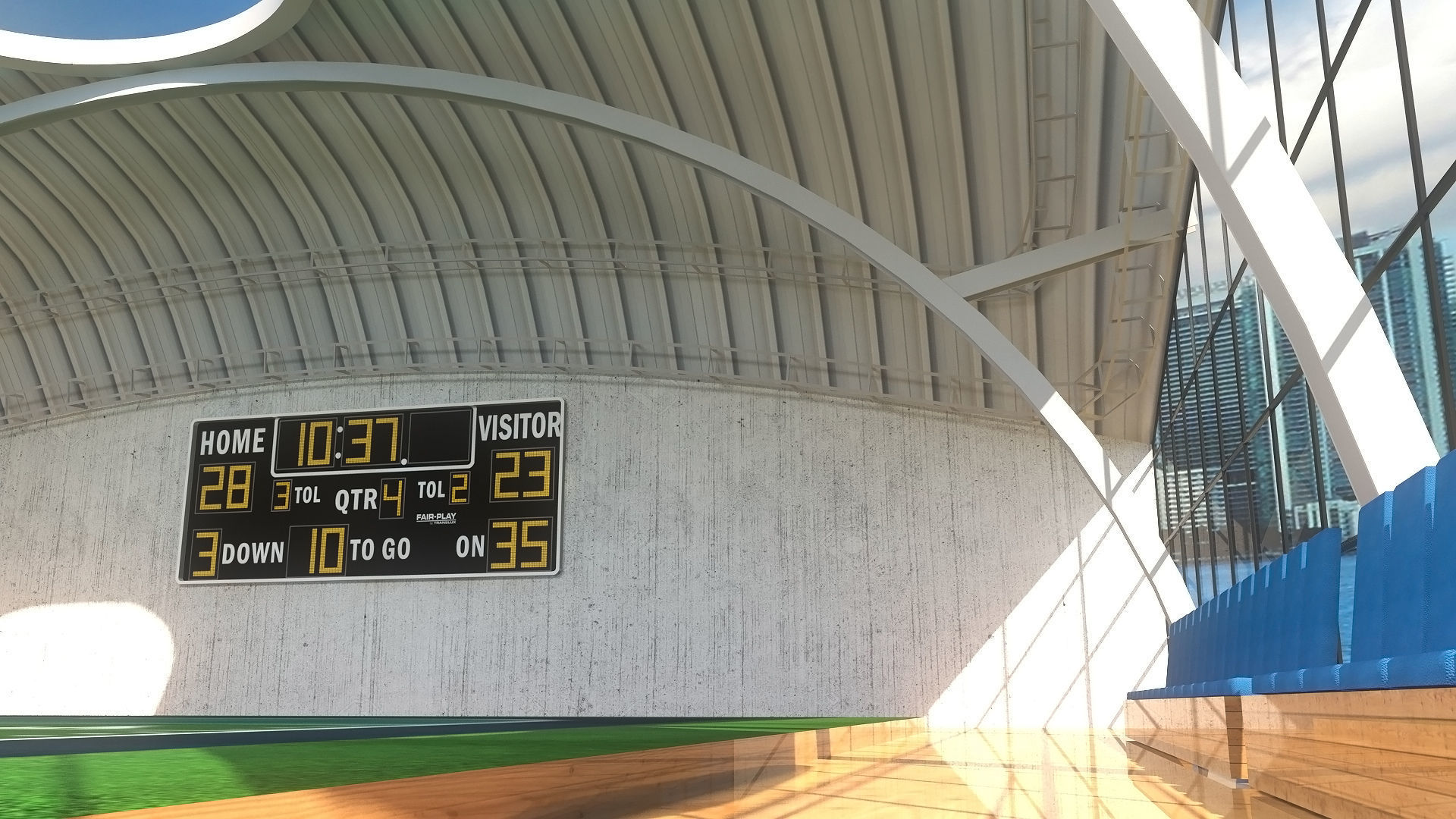 Indoor American Football Field Low-poly 3D model_3