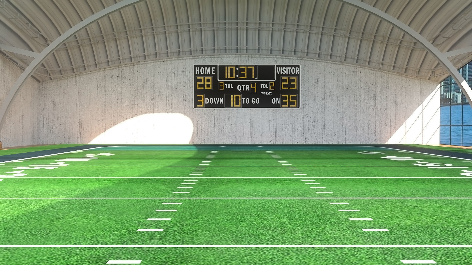 Indoor American Football Field Low-poly 3D model_7