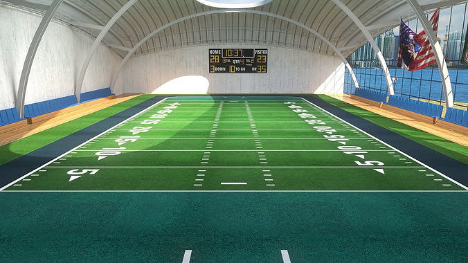 Indoor American Football Field Low-poly 3D model