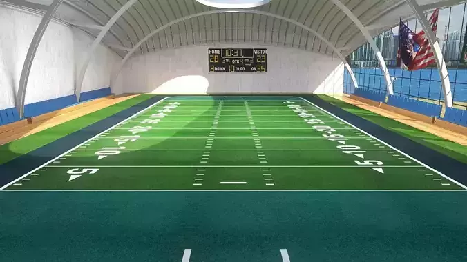 Indoor American Football Field Low-poly 3D model