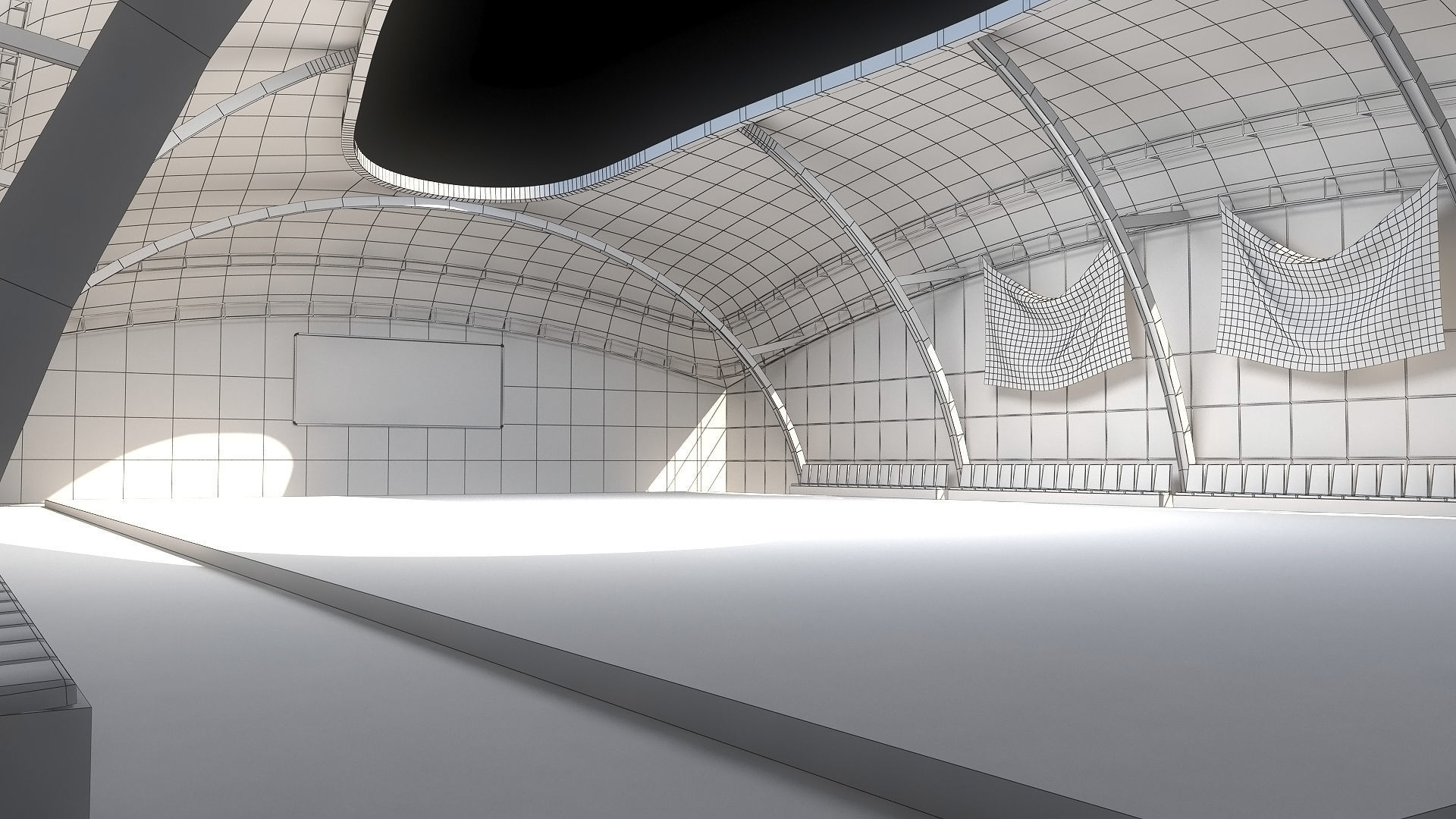 Indoor American Football Field Low-poly 3D model_10