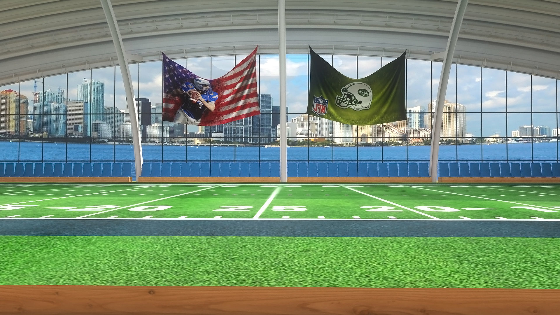 Indoor American Football Field Low-poly 3D model_6
