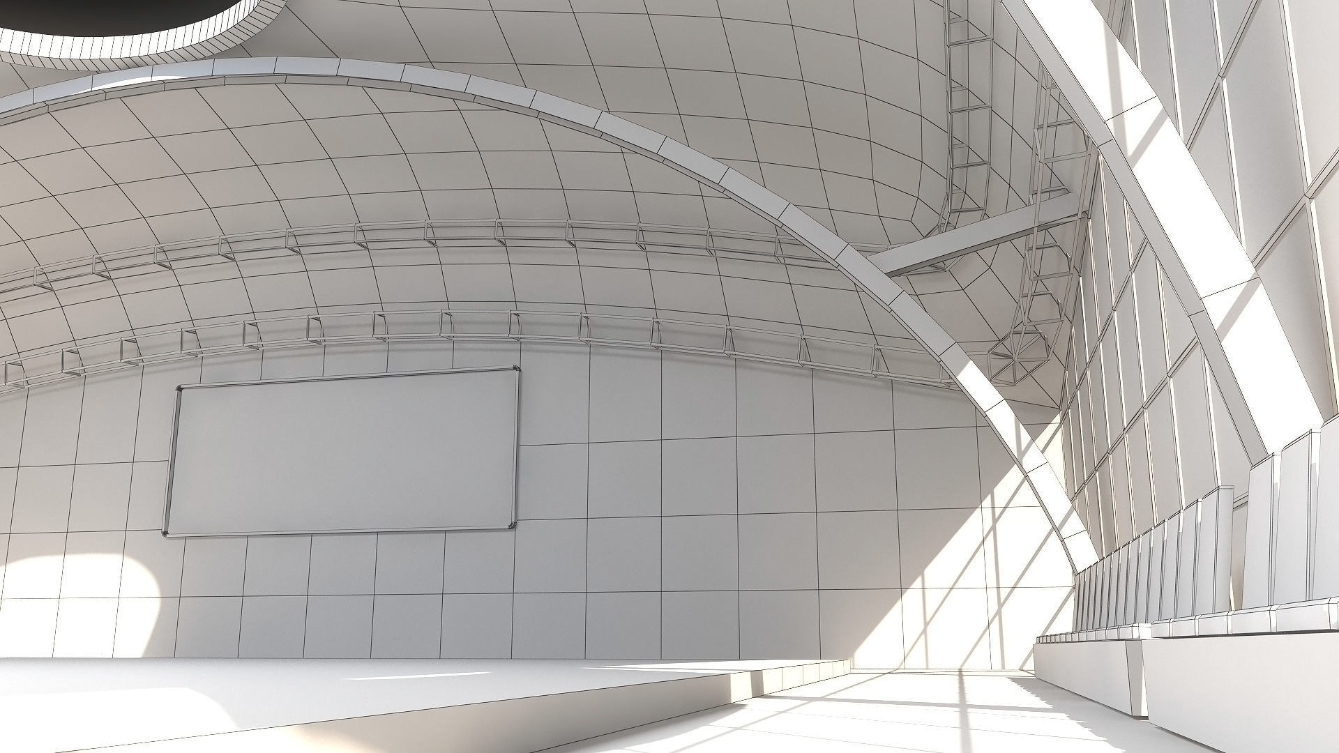 Indoor American Football Field Low-poly 3D model_11