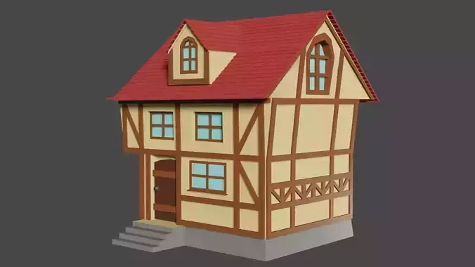 Medieval House Low Poly