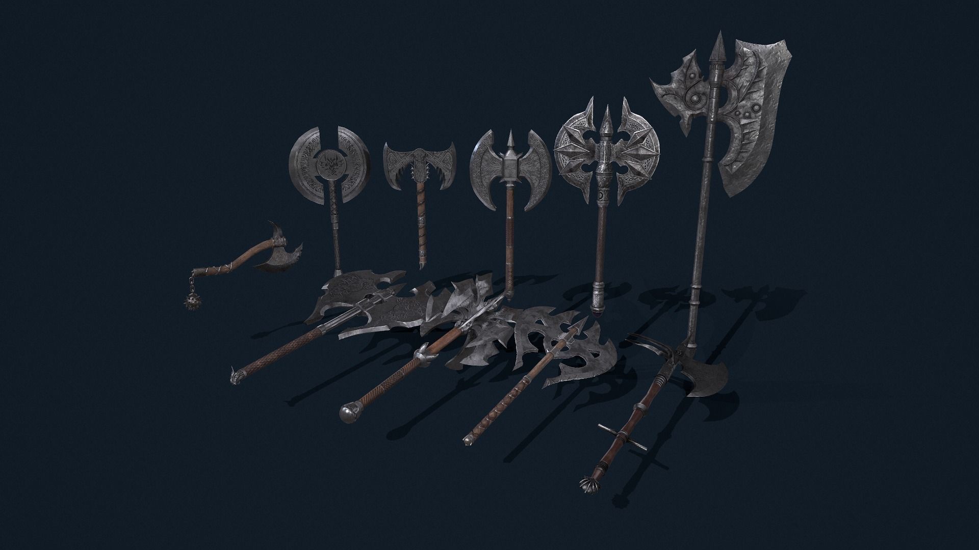 Axe Fantasy Game 3d model Low-poly 3D collections _12