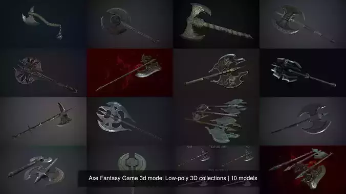 Axe Fantasy Game 3d model Low-poly 3D collections