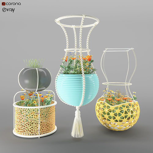 hanging flower pots 3D model
