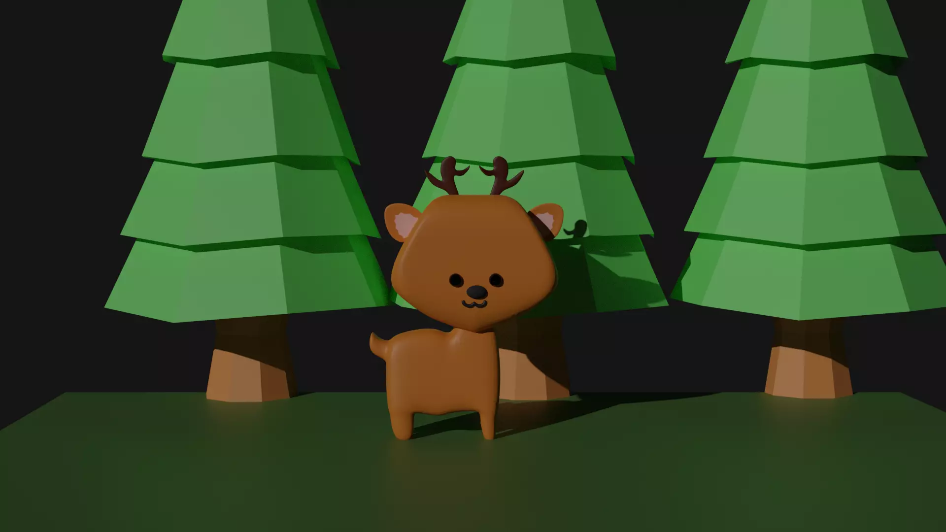 Lowpoly cartoon Deer  Low-poly 3D model_0