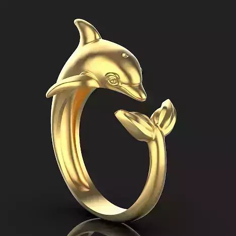 Dolphin ring Silver Gold  Print Silver Gold  Print