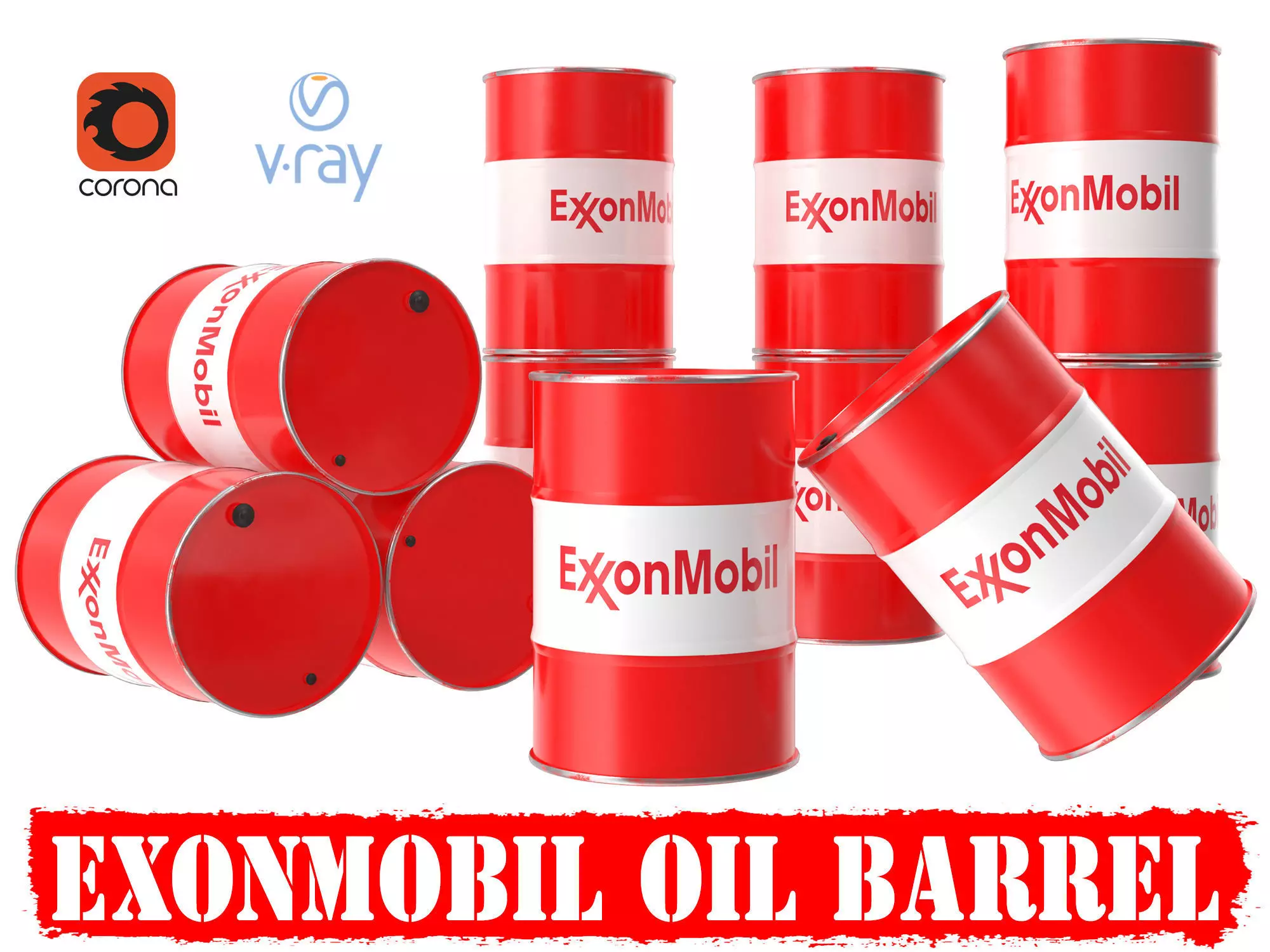 Exxonmobil oil barrel 3D model_0