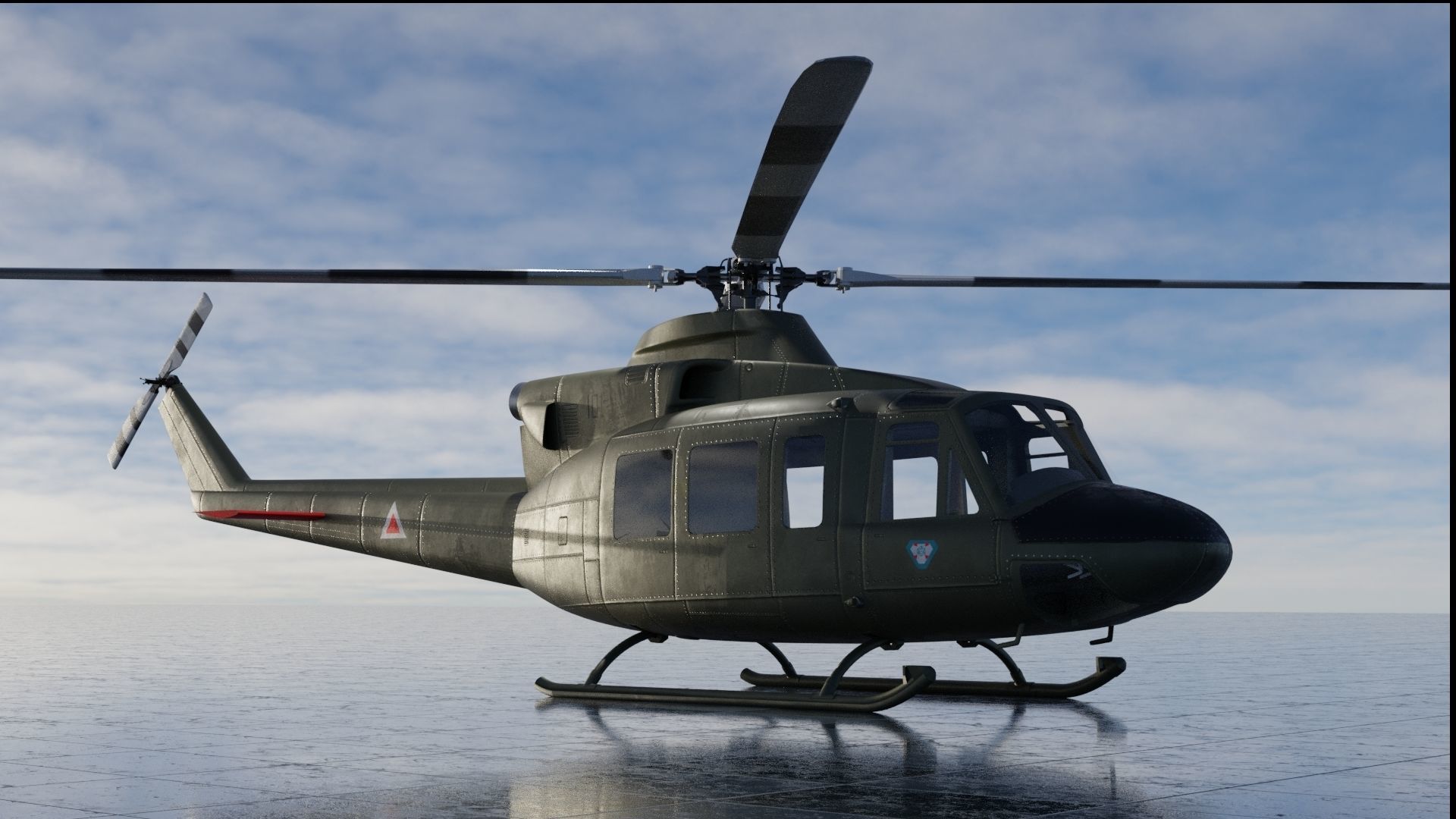 Bell 412 military attack and transport helicopter 3D model_1