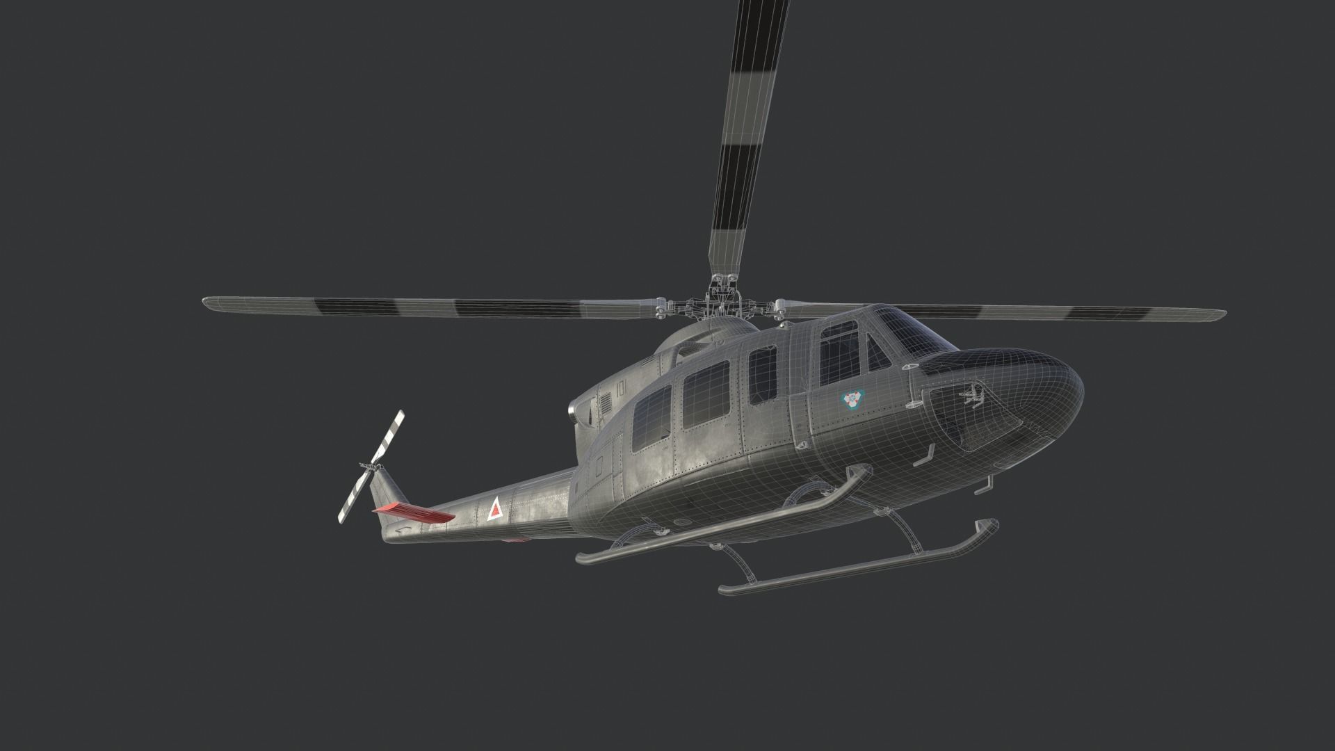 Bell 412 military attack and transport helicopter 3D model_24