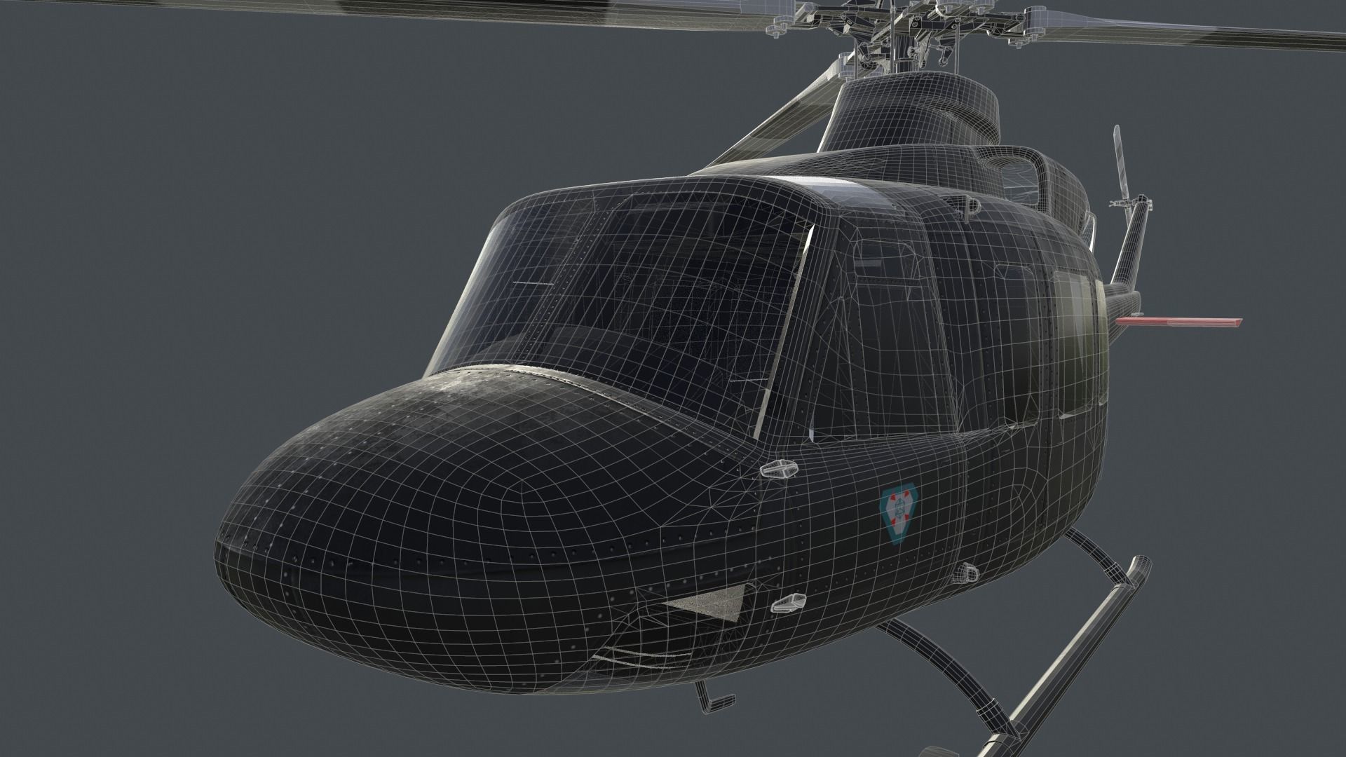 Bell 412 military attack and transport helicopter 3D model_37