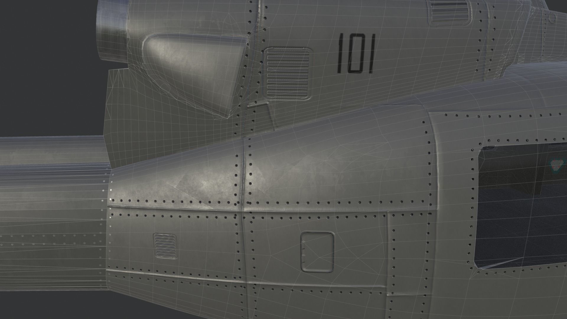 Bell 412 military attack and transport helicopter 3D model_42