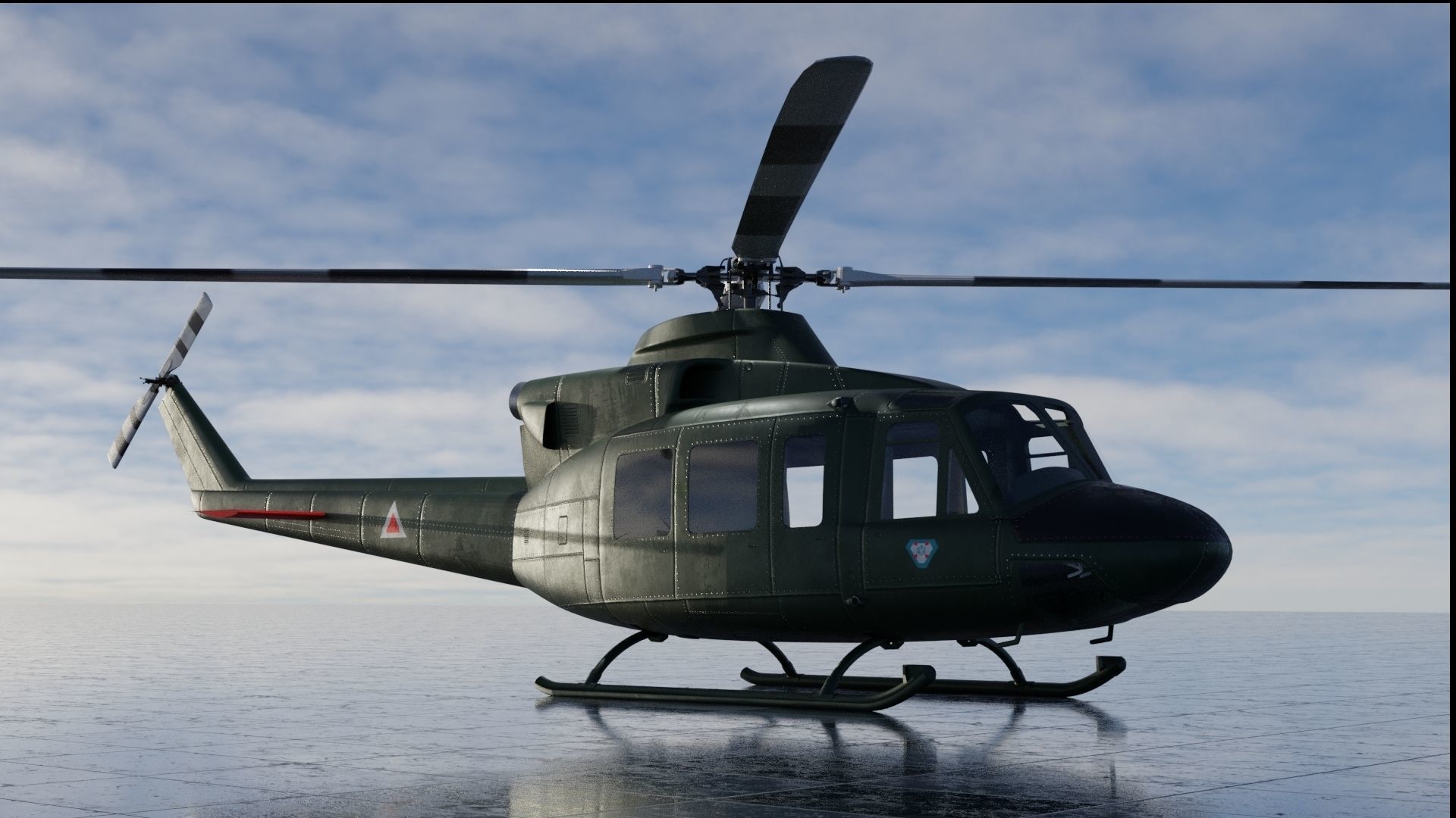 Bell 412 military attack and transport helicopter 3D model_4