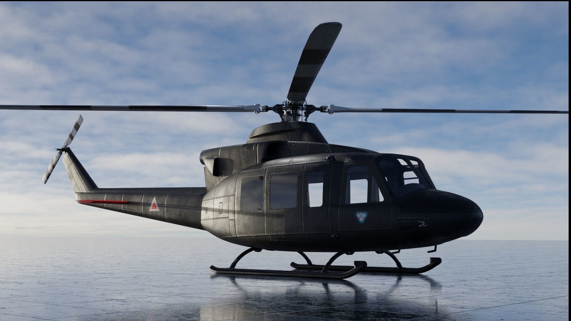 Bell 412 military attack and transport helicopter 3D model_2
