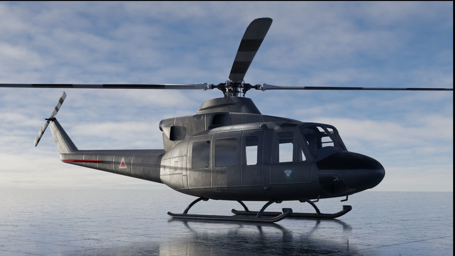 Bell 412 military attack and transport helicopter 3D model_3