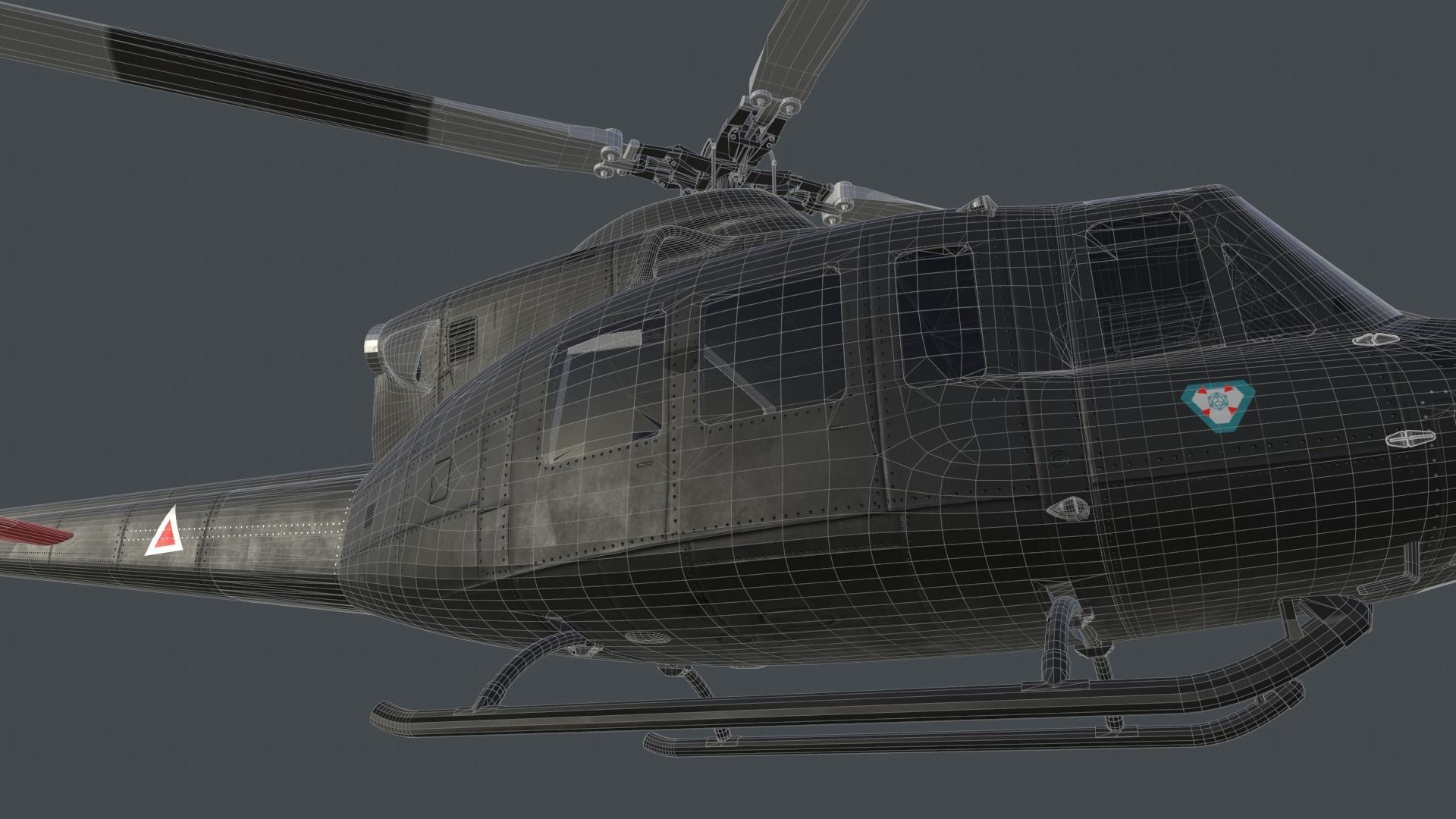 Bell 412 military attack and transport helicopter 3D model_38