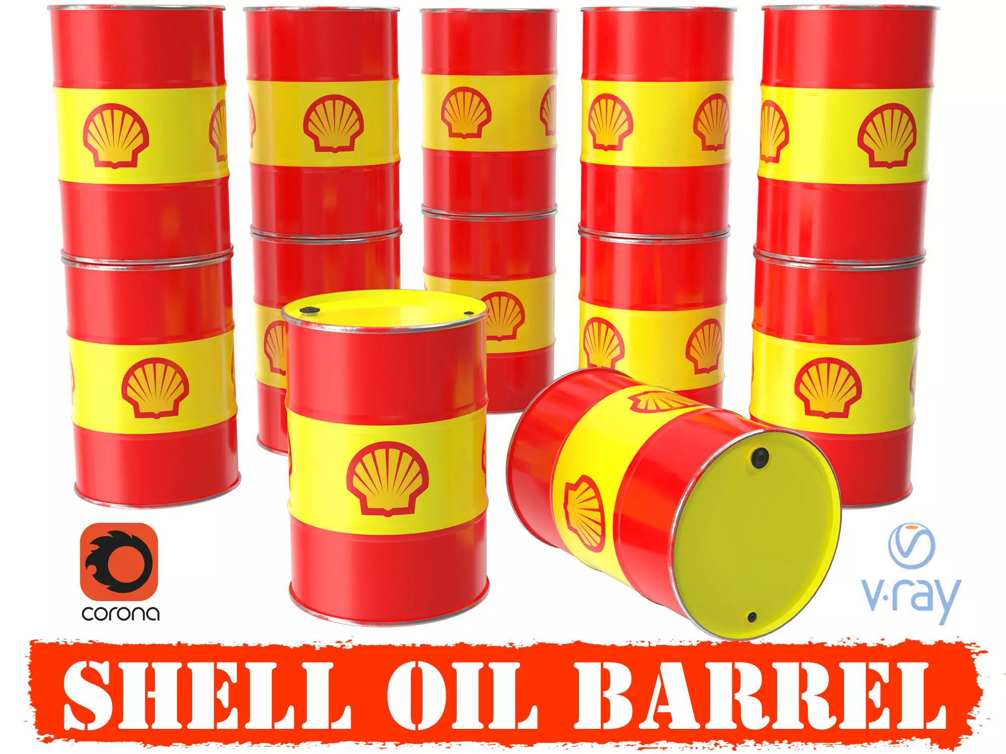 Shell oil barrel 3D model_0