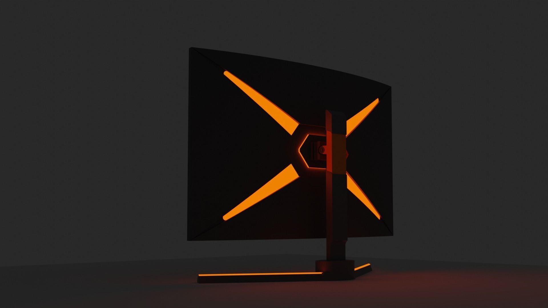 Curved Screen Gaming Monitor 3D model_1